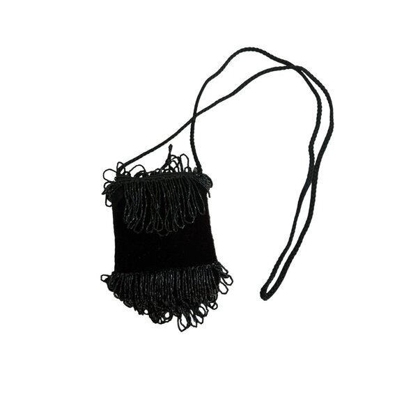VINTAGE Black Beaded Cocktail Beaded Evening Bag - Picture 3 of 6
